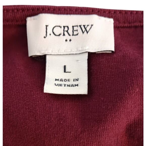 J. CREW Ruffled Blouse Size Large Burgundy Maroon Plaid Contrast Round Neck Soft - Picture 6 of 8